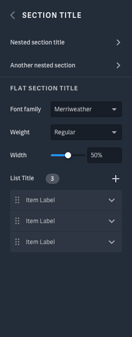 Configuration options for a component.